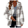 Womens Plaid Shacket Jacket Oversized Jackets Fleece Button Cardigan Trendy Plaid Outwear Warm Coat Outfits Clothes